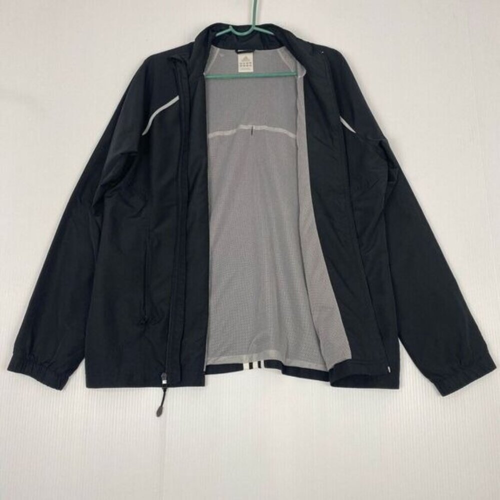 Vintage Adidas Jacket Women’s XL Full Zip Mesh Lining Vented Striped Windbreaker
